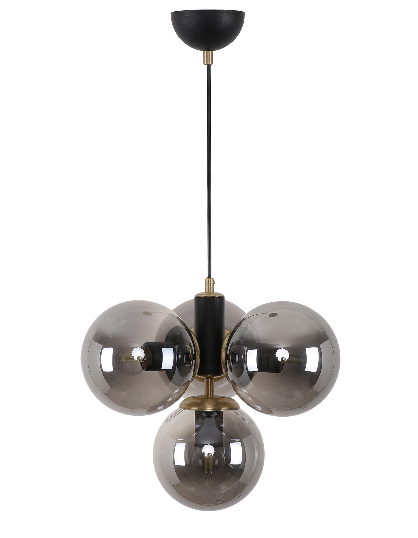 Hector 4-Piece Black Distressed Smoked Glass Chandelier