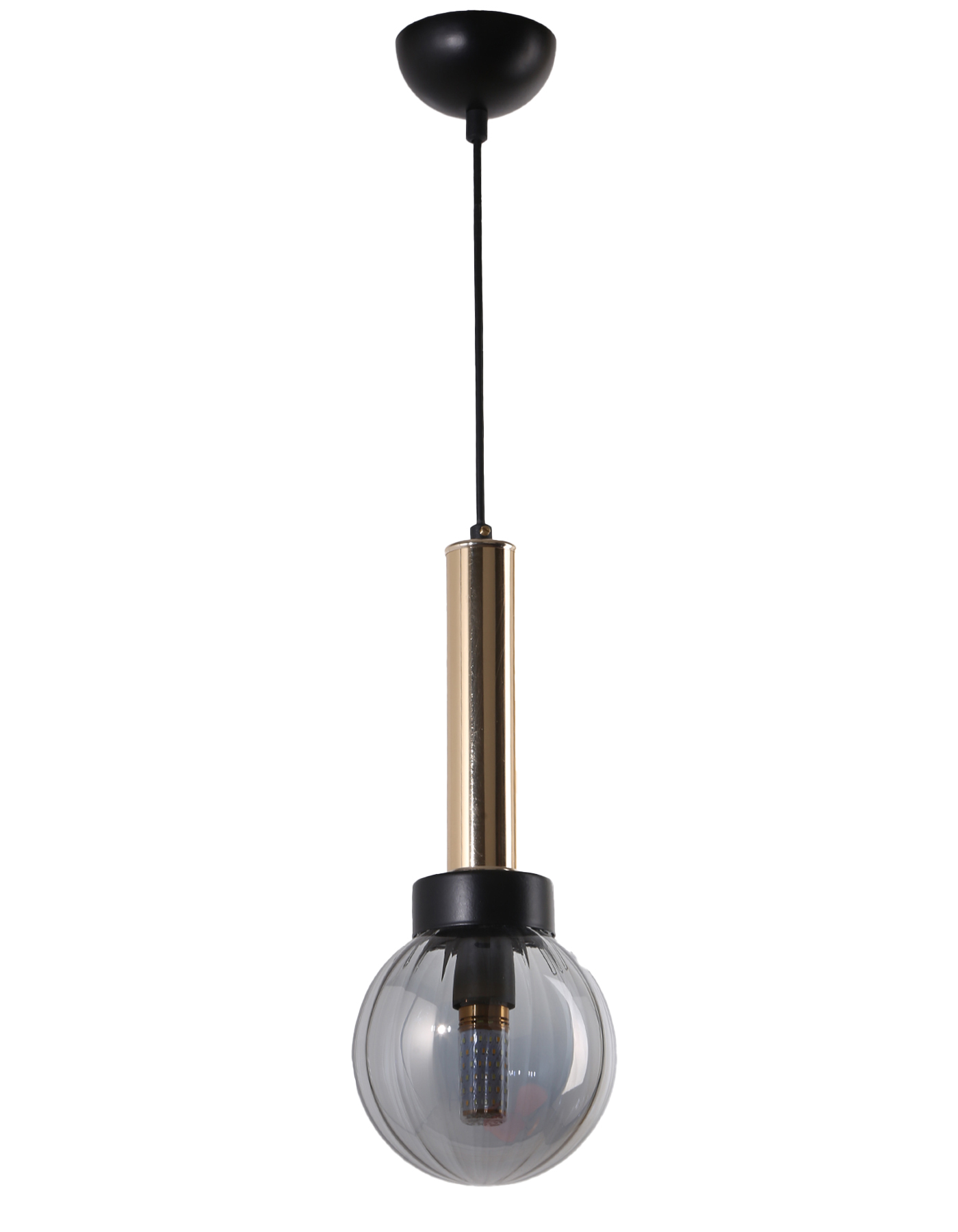 Cota Black Gold Plating Striped Smoked Glass Chandelier