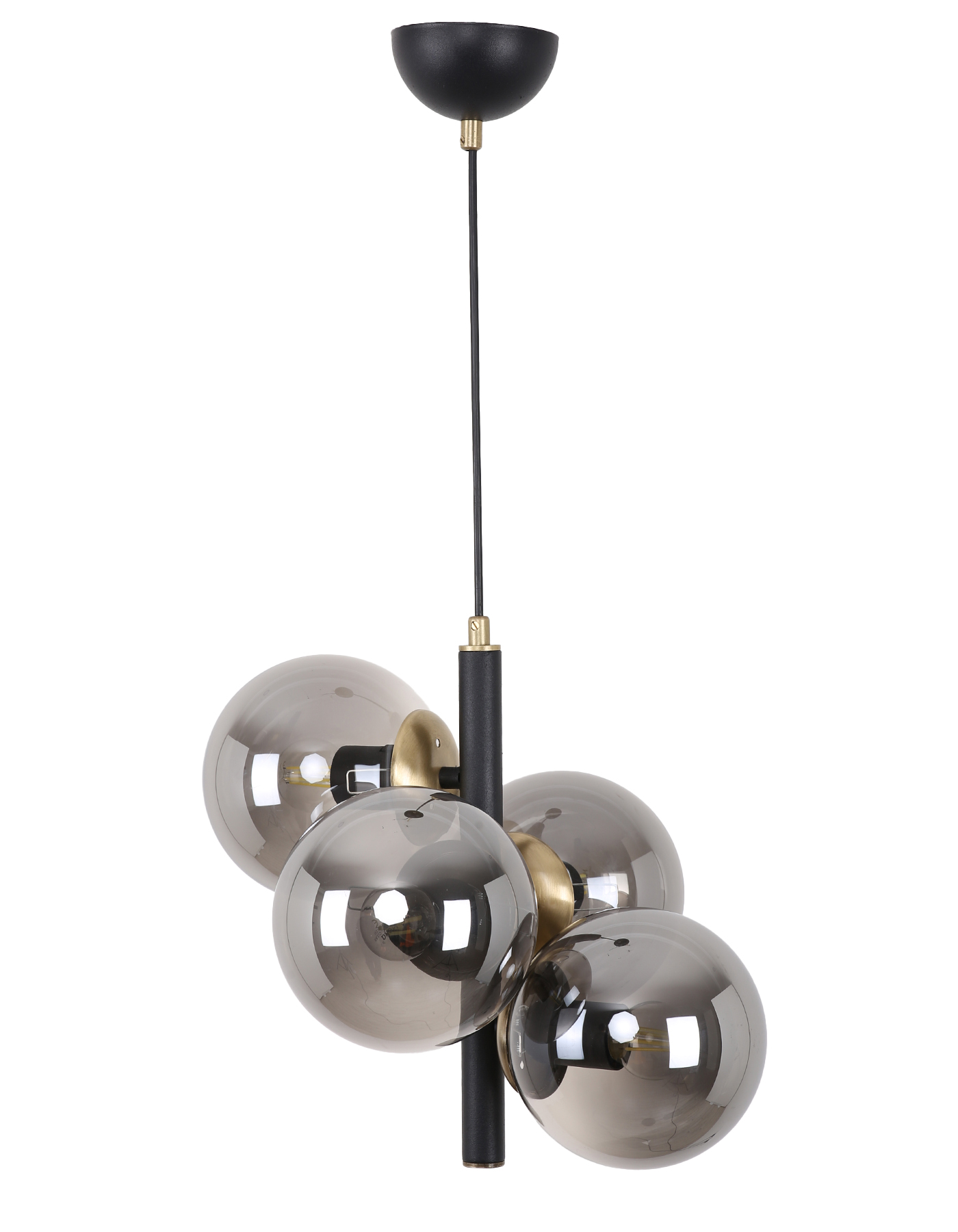 Forte Black Distressed Smoked Glass Chandelier