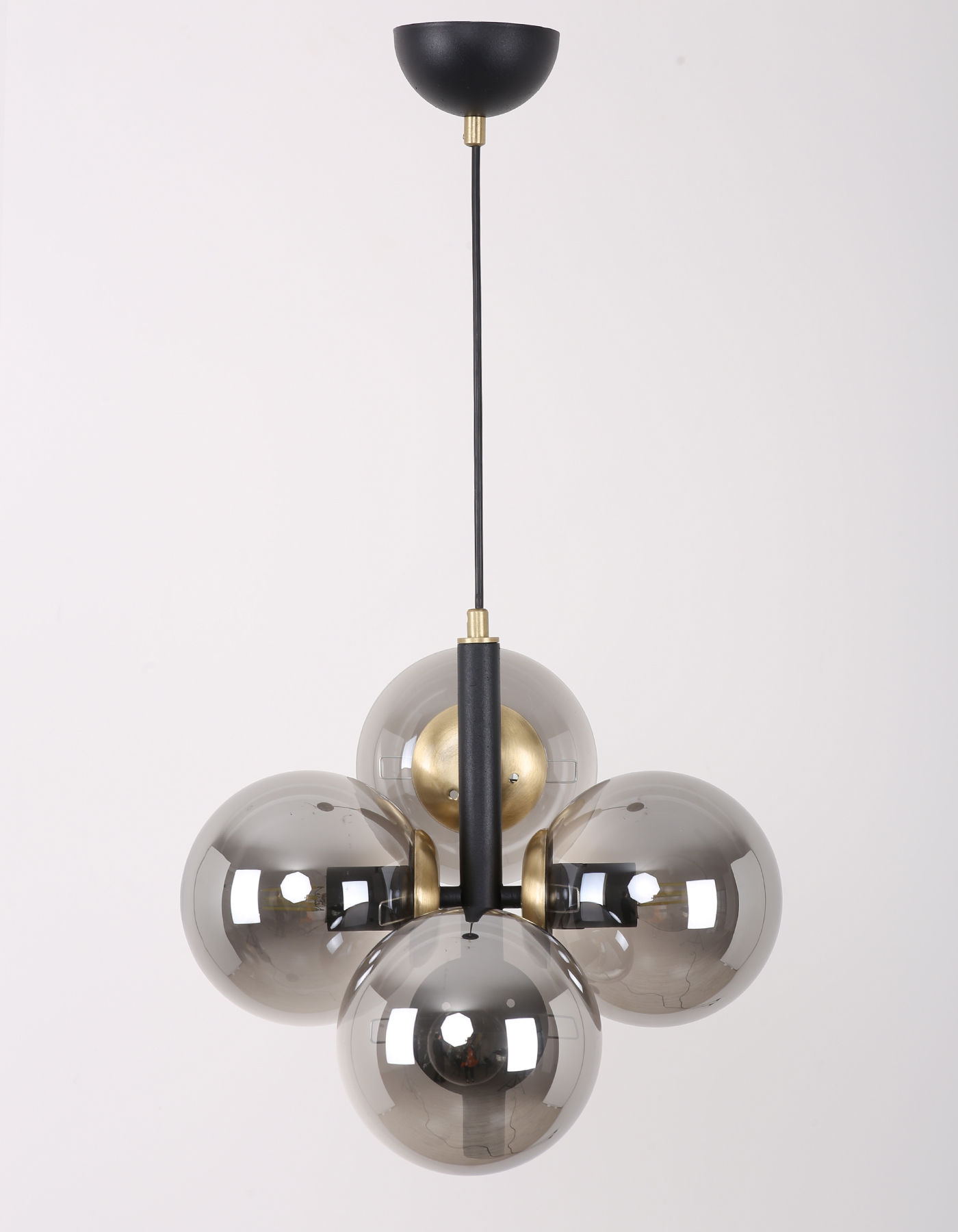 Forte Black Distressed Smoked Glass Chandelier