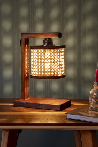 Kandilli Rattan Wooden Table Lamp