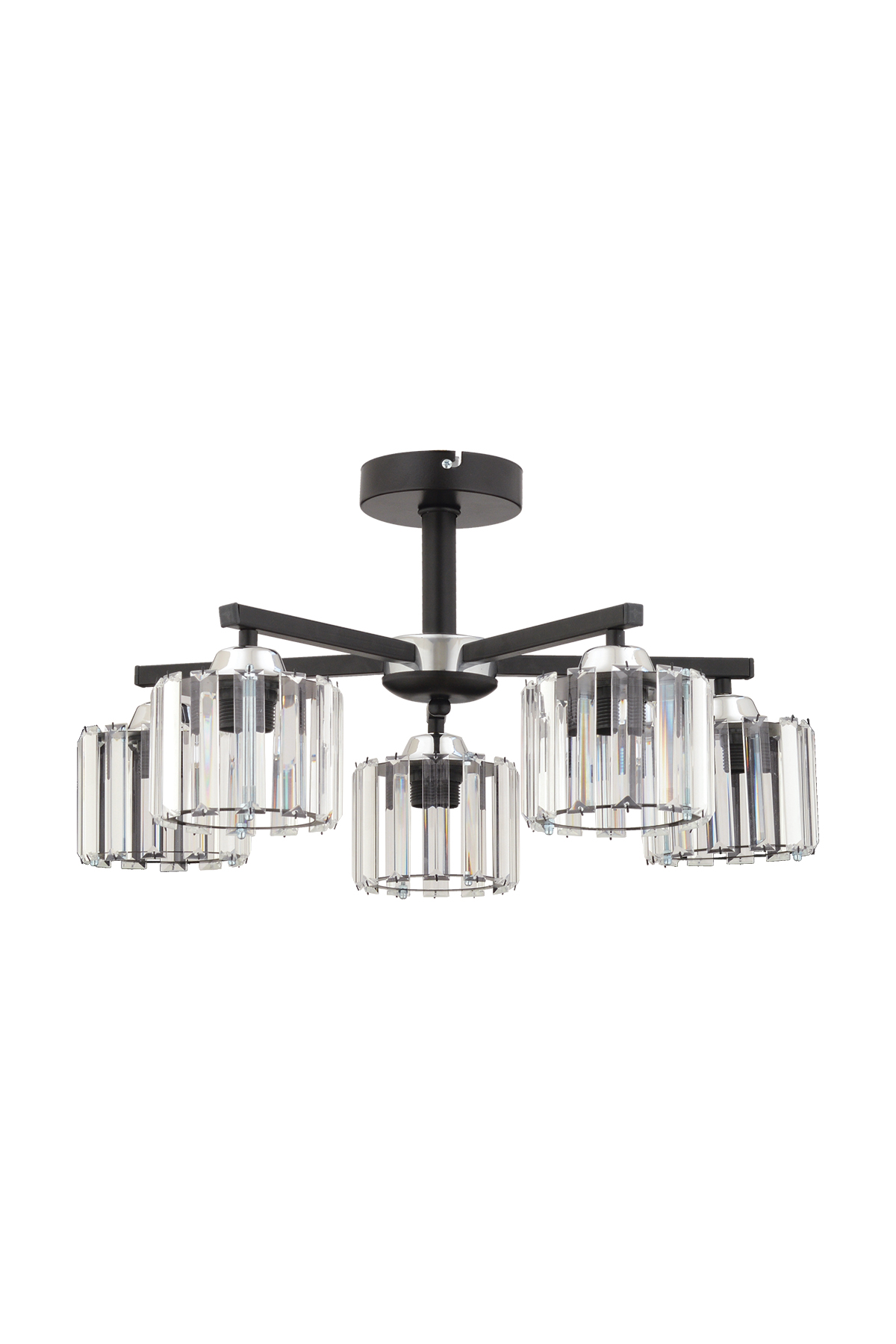 CLARUS BLACK 5-PACK MODERN PLAFONIER CHANDELIER WITH CRYSTAL HEAD, LIVING ROOM, HALL ENTERTAINMENT