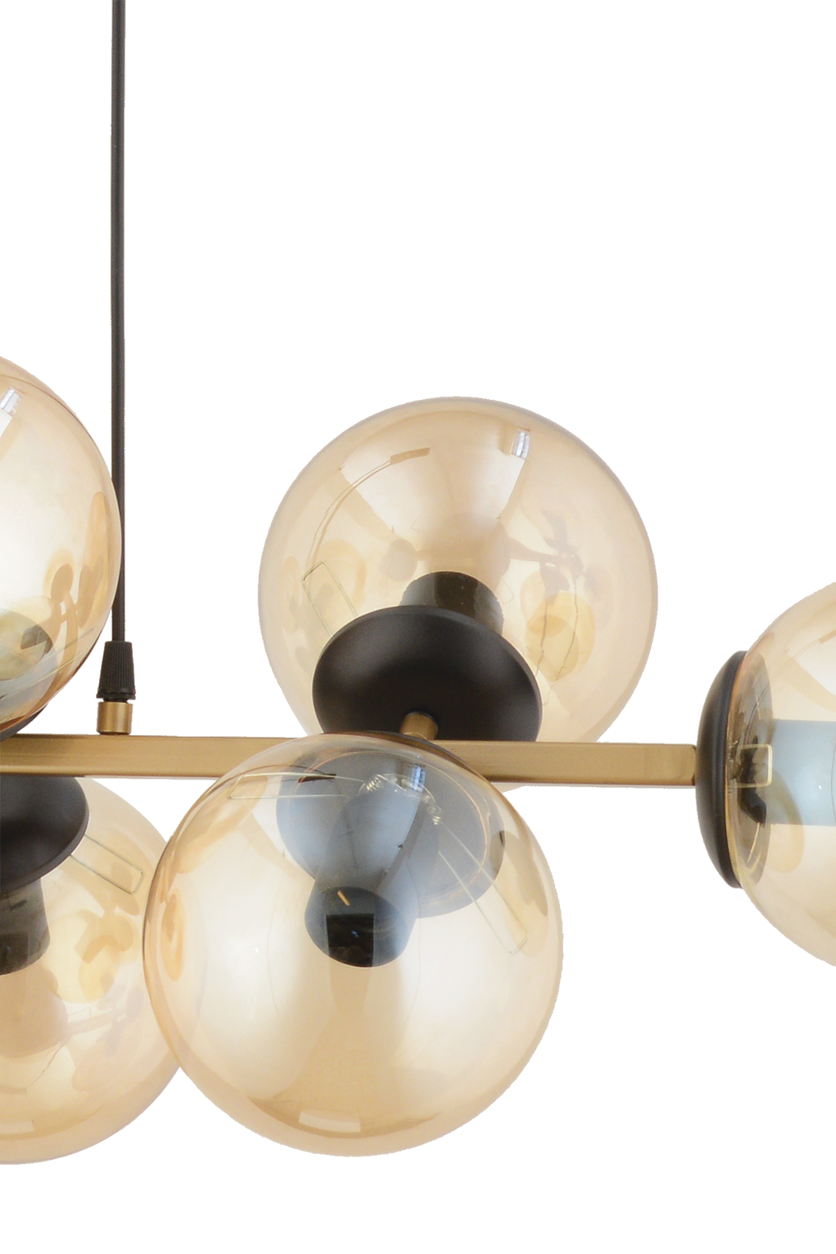 Cross 8-Piece Antique Honey Color Globe Glass Modern Pendant Lamp Chandelier Living Room