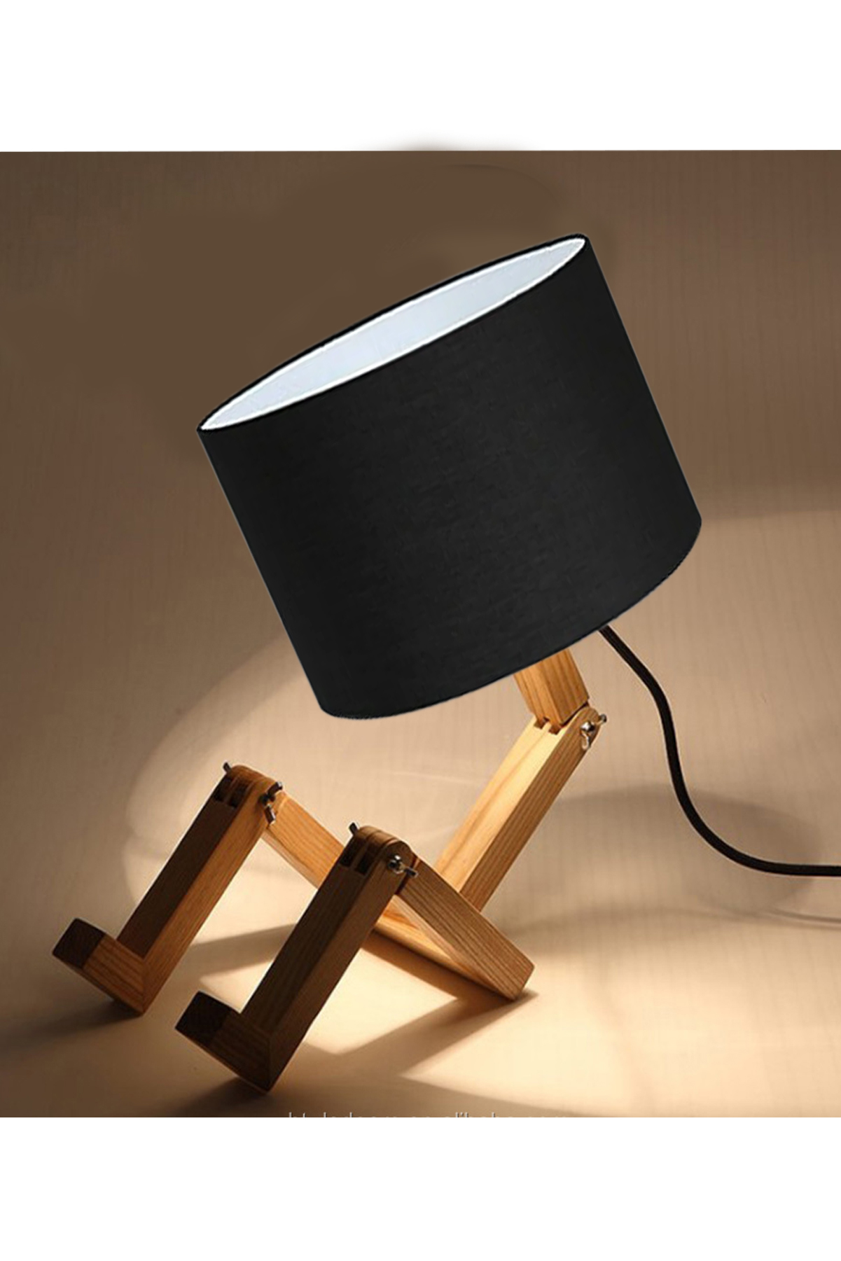 Wooden Man Table Lamp Black