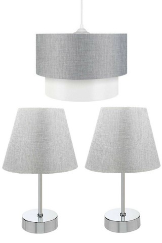3'lu set Set of 2 pcs Table lamp and 1 pcs pendant lamp