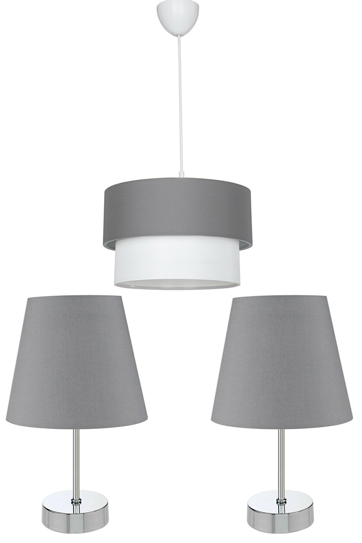 3'lu Komodin 1 pcs Ceiling lighting/2 pcs Table Lamp