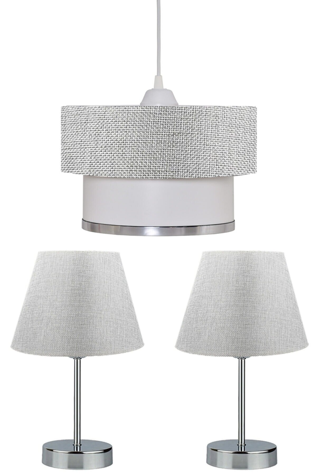 Grey 1 pcs Ceiling lighting/2 pcs Table Lamp