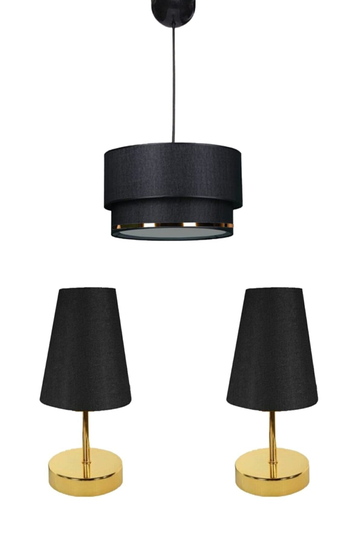 3'lu Aydinlatma 1 pcs Ceiling lighting/2 pcs Table Lamp