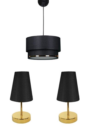 3'lu Aydinlatma Set of 2 pcs Table lamp and 1 pcs pendant lamp