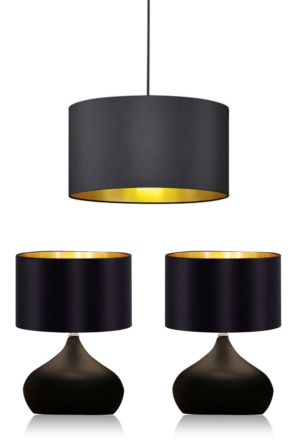 Goldset Set of 2 pcs Table lamp and 1 pcs pendant lamp