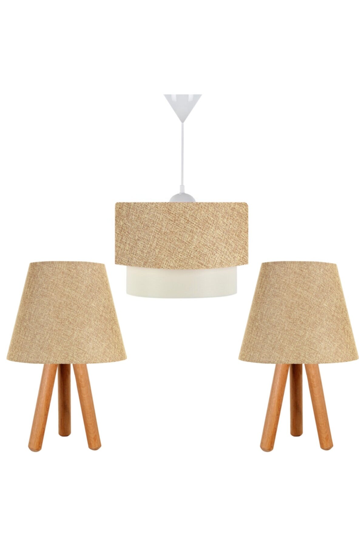 Ahsap 1 pcs Ceiling lighting/2 pcs Table Lamp