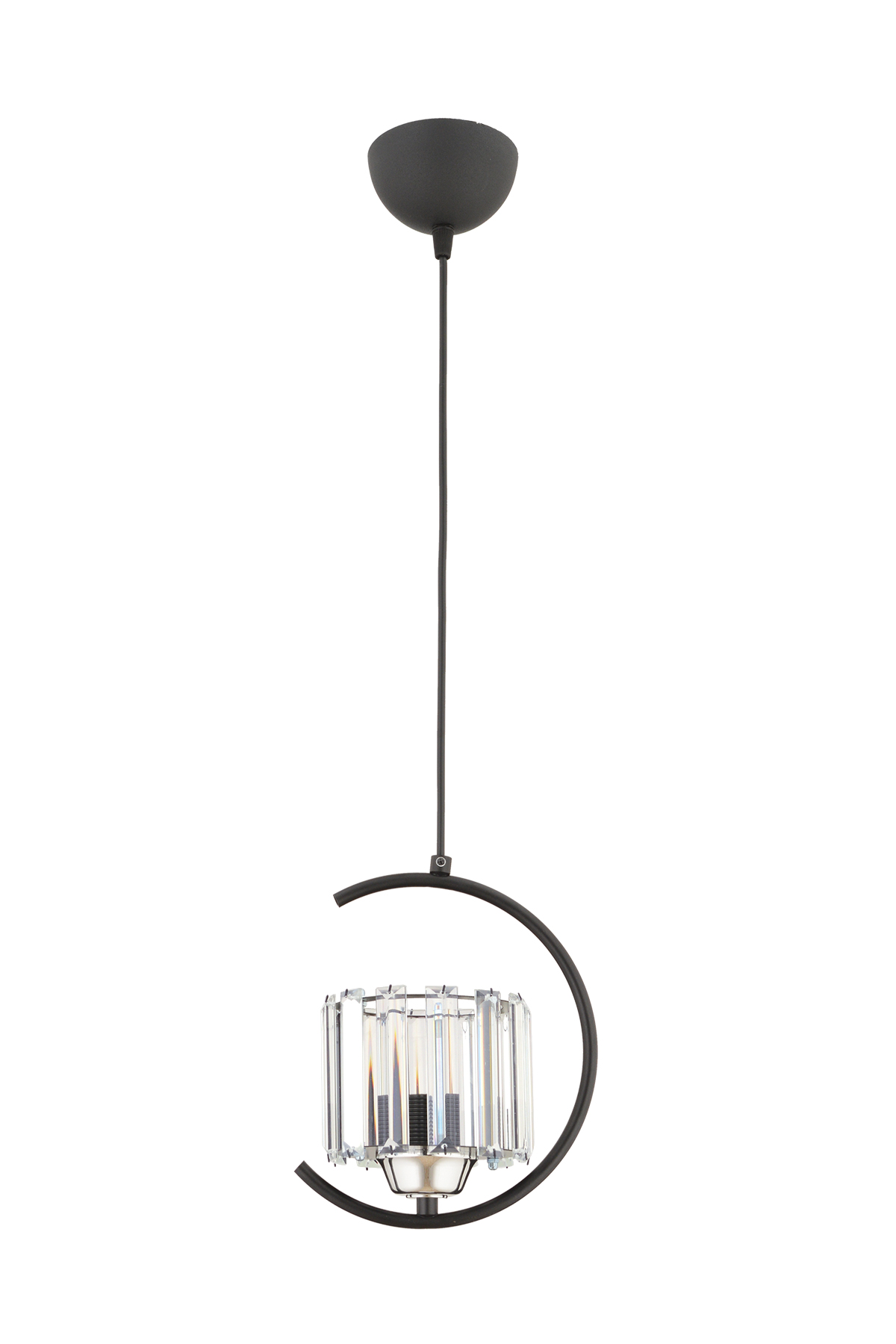SALDA SINGLE CRYSTAL HEAD BLACK-CHROME PENDANT LAMP CHANDELIER