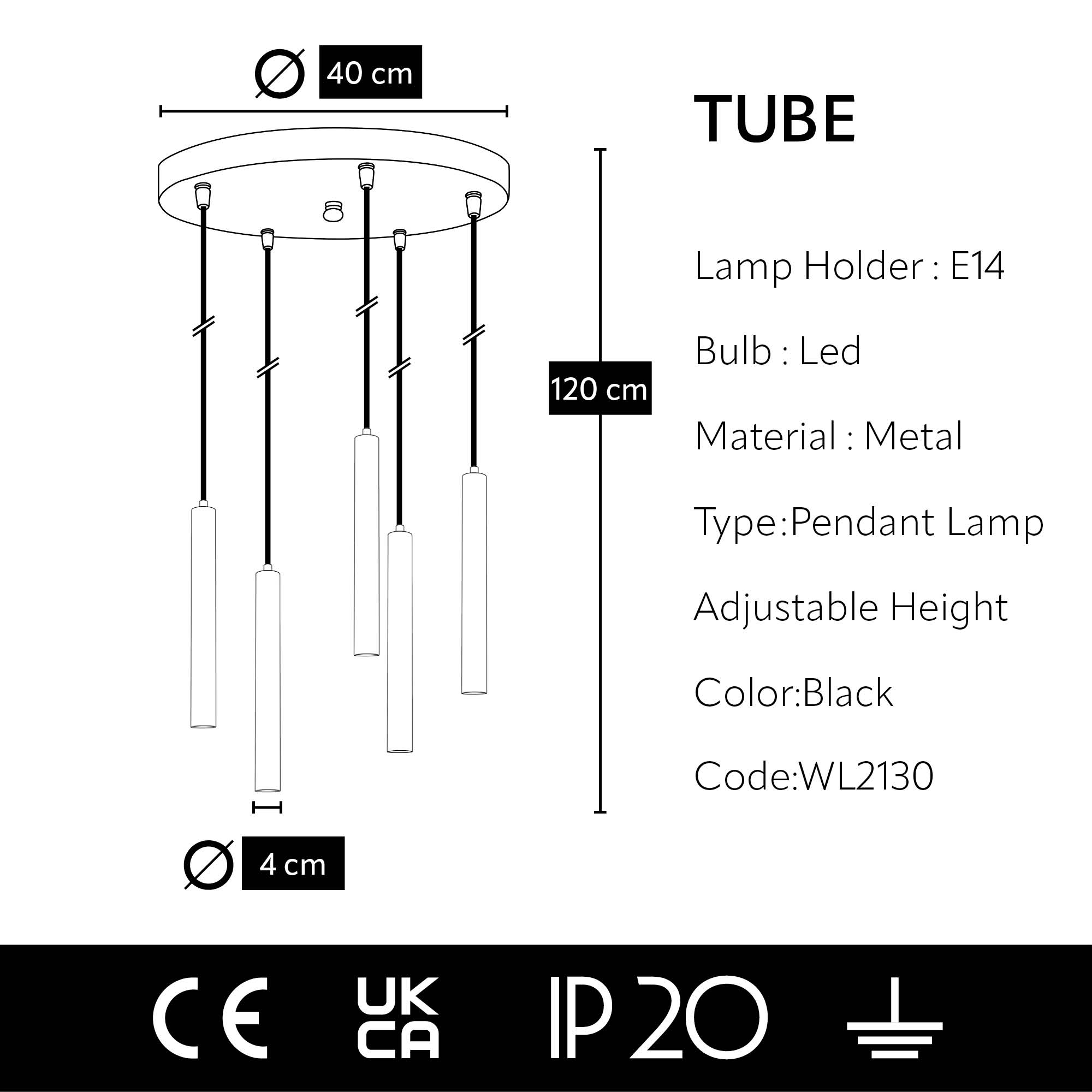 TUBE  Pendant lamp